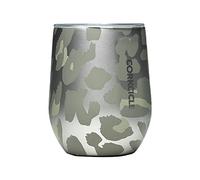 Corkcicle Origins Stemless Cup | Triple Insulated Stainless Steel Wine Cup Tumbler | Stemless Wine Glass | Reusable Thermal Travel Coffee Mug | Wine, Champagne, Cocktails | 12oz / 355ml, Snow Leopard