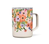 Corkcicle Rifle Paper Co. Triple Insulated Coffee Mug with Lid, Stainless Steel Camping Tumbler with Handle, Hot for 3+ Hours, BPA Free, Garden Party Cream, 16 oz
