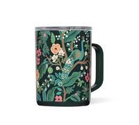 Corkcicle x Rifle Paper Co. Triple Insulated Coffee Mug with Lid and Handle, Peacock Blue, 16 oz - Stainless Steel Travel Mug Keeps Beverages Hot for 3+ Hours - Non-Slip, Easy-Grip, Spill-Resistant