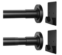 CorkLatta Matte Black Shower Curtain Rod,1 Inch Diameter Stainless Steel Adjustable Spring Tension Rods 32 to 92",With Holders,Anti-Slip,No Drilling