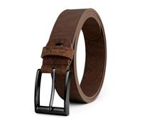 Corkor Men's Cork Belt - Vegan Leather Alternative, 1.38" Casual Strap with Black or Silver Buckle, Non-Leather, Gift Ready, Brown Strap/Black Buckle, 42" (Fits waist 39-42") - XL