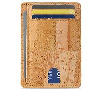 Corkor Minimalist Vegan ID Case RFID Men Women Sustainable Non-Leather Cork Gift , Ligjht Brown, Small
