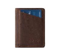 Corkor Slim Wallet for Men, RFID Safe, Vegan Non Leather, Bi-fold Cards , Brown Color - With Coin Pocket, S, Minimalist