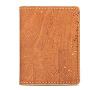 Corkor Slim Wallet for Men, RFID Safe, Vegan Non Leather, Bi-fold Cards Cash, Camel, Slim, Minimalist