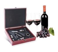 Corkscrew Wine Opener Set, Stainless Steel Wine Opener Accessory Set Including 1 Foil Cutter, 1 Pourer, 1 Vacuum Wine Stopper, 1 Corkscrew, 1 Thermometer, 1 Drip Rings, 2 Spare Spirals