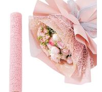 Corkwaw 10 Sheets Korean Style Flower Wrapping Paper 19.5x26'' Jacquard Net Mesh Openwork Floral Wrapping Paper Valentine's Day Florist Bouquet Supplies,for DIY Crafts Bouquet Gift Packaging (Pink)