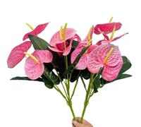 Corkwaw 20 Inch Artificial Red Anthurium Flowers (2 Pcs) - Realistic Fake Floral Arrangement for Wedding, Table Centerpiece, Home Decor (Pink)