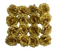 Corkwaw 25 Pcs 3 inch Artificial Rose Flower Heads,Silk Rose Head Flowers,Wedding Party Home Garden Decoration DIY Craft Gift Box Decoration (Gold)