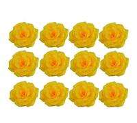 Corkwaw 25 Pcs 3 inch Artificial Rose Flower Heads,Silk Rose Head Flowers,Wedding Party Home Garden Decoration DIY Craft Gift Box Decoration (Yellow)