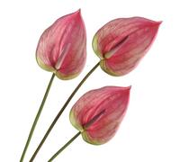 Corkwaw 3Pcs Artificial Anthurium Lily Flowers for home decor dining table centerpiece prom party decor (pink), TJL4201