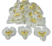 Corkwaw 50 Pcs Orchid Petals Artificial Decorations Orchids Heads Flowers Faux Silk Phalaenopsis Butterfly Flower Heads for Handmade DIY Home Wedding Party Decoration (White)