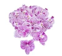 Corkwaw 50 Pcs Orchid Petals Artificial Decorations Orchids Heads Flowers Faux Silk Phalaenopsis Butterfly Flower Heads for Handmade DIY Home Wedding Party Decoration (Light Purple)