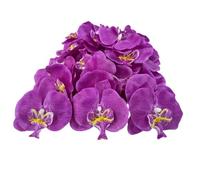 Corkwaw 50 Pcs Orchid Petals Artificial Decorations Orchids Heads Flowers | Faux Silk Phalaenopsis Butterfly Flower Heads for Handmade DIY Home Wedding Party Decoration (Deep Purple)