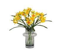 Corkwaw 6 Pcs 17 Inch Artificial Daffodils Stems,Realistic Fake Daffodil Flowers for Indoor Outdoor Home Decor, Wedding, Party, Dining Table Centerpiece (Yellow)