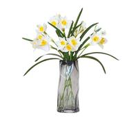 Corkwaw 6 Pcs 17 Inch Artificial Daffodils Stems,Realistic Fake Daffodil Flowers for Indoor Outdoor Home Decor, Wedding, Party, Dining Table Centerpiece (White)