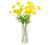 Corkwaw 6 Pcs 23.6" Artificial Poppy Silk Fake Flowers,PU Real Touch Silk Flower for Easter, Memorial Day, Table Decorations, centres(Yellow)
