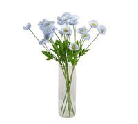 Corkwaw 6 Pcs 23.6" Artificial Poppy Silk Fake Flowers,PU Real Touch Silk Flower for Easter, Memorial Day, Table Decorations, centres. (Light Blue)