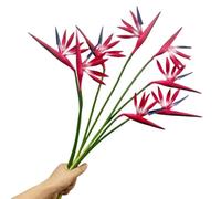 Corkwaw 8 Pack 21-1/2 Inch Artificial Flowers Bird of Paradise,Green Plant for Home Garden Decoration Office Verandah Wedding Decorations (Red)