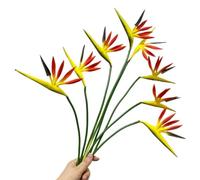 Corkwaw 8 Pack 21-1/2 Inch Artificial Flowers Bird of Paradise,Green Plant for Home Garden Decoration Office Verandah Wedding Decorations (Orange)