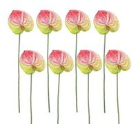 Corkwaw 8 Pcs 23-5/8 inch Artificial Anthurium Flowers Real Touch Fake Flower for Table Centerpieces Arrangement and Bridal Wedding Festival Decor Flower Arrangement (Pink Green)