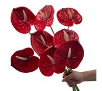 Corkwaw 8 Pcs 23-5/8 inch Artificial Anthurium Flowers Real Touch Fake Flower for Table Centerpieces Arrangement and Bridal Wedding Festival Decor Flower Arrangement (Red)