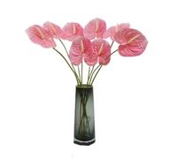 Corkwaw 8 Pcs 23-5/8 inch Artificial Anthurium Flowers Real Touch Fake Flower for Table Centerpieces Arrangement and Bridal Wedding Festival Decor Flower Arrangement (Pink), RTZJ9036