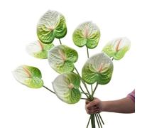 Corkwaw 8 Pcs 23-5/8 inch Artificial Anthurium Flowers Real Touch Fake Flower for Table Centerpieces Arrangement and Bridal Wedding Festival Decor Flower Arrangement (White Green)