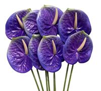 Corkwaw 8pcs Artificial Anthurium Flowers Real Touch Artificial Flowers for Table Decoration Arrangement Bridal Wedding Festival Decor Floral Arrangement Purple