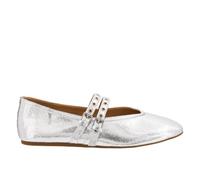 Corkys Footwear All Eyes On Me Mary Jane Flat - Double Adjustable Buckle Straps - Metal Grommet Detail - Comfortable Padded Insole - Chic Dress Up or Down Shoe for Women, Silver, 9 UK