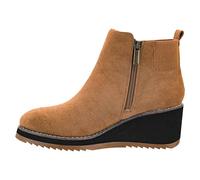 Corkys Footwear Apple Sauced Wedge Bootie, Featuring a 2.25 Inch Heel, Soft Cushioned EVA Insoles for All Day Wear, A Full Inside Zip with an Elastic Gore Sock Top Upper, Tobacco Faux Suede, 7 UK