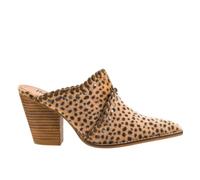 Corkys Footwear Hey Girl Blame The Bar Heeled Mule - 3.5 Inch Stacked Heel - Western Stitching and Metal Embellishments - Slip On Design - Signature Corkys Cushion - Pointed Toe Silhouette, Tan Mini