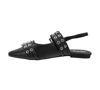 Corkys Footwear Hey Girl On The Prowl Pointed-Toe Mule with Dual Adjustable Bold Buckles and Elastic Gore Ankle Strap for Effortless Wear and Chic Style, Black, 4.5 UK