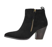 Corkys Footwear Hey Girl Women's High Standards 3.5-Inch Heeled Bootie, Featuring Two Functional Side Zippers and A Lightly Cushioned EVA Insole For All Day Comfort, Black Faux Suede, 4.5 UK