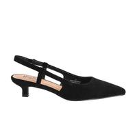 Corkys Footwear Hey Girl Womens Kit N Caboodle Slingback Kitten Heel - Pointed Toe Dress Heel - 2 Inch Heel - Elastic Slingback Strap - Lightly Padded Insole - Chic Stylish Shoe, Black Faux Suede, 9