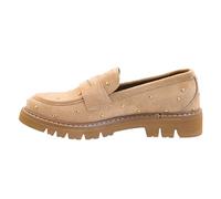 Corkys Footwear Hey Girl Women's Stud Muffin Heeled Loafer - with a 1.5-Inch Heel, Studded Upper, and Soft EVA Insoles for Chic Comfort and Trendy Style, Sand Faux Suede, 9 UK