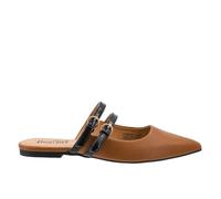Corkys Footwear Hey Girl Womens Take A Number Pointed Toe Mule - Slip On Flat Mule with Adjustable Double Buckle Mary Jane Straps - Lightly Padded Insole - Chic Stylish Everyday Shoe, Cognac, 5.5 UK