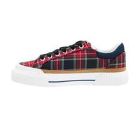 Corkys Footwear Hey Girl Womens Thats Her Fashion Sneaker - Featuring Two Stripes on The Side, Cushioned Insoles for All Day Wear, and A Lace-Up Design, Navy Plaid, 7 UK