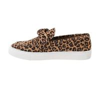 Corkys Footwear Hey Girl Women's Why Knot Slip-On Fashion Sneaker - Featuring a Bow on The Upper Strap and a Comfortable Insole for All Day Wear - Lightweight and Stylish, Leopard, 5.5 UK