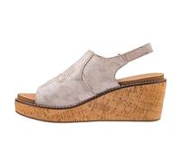 Corkys Footwear Most Wanted 2.5-Inch Wedge Sandal, Featuring a Hook And Loop Closure, Soft EVA Insoles For All Day Wear, and Western Inspired Stitching On The Upper, Cream Crackle, 9 UK