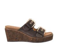 Corkys Footwear Womens 2.5-inch Double Dare Wedge - Featuring Two Straps with Adjustable Buckles, Corkys Signature EVA Insoles for All-Day Comfort, and a Wrapped Outsole, Chocolate, 8 UK