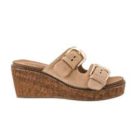 Corkys Footwear Womens 2.5-inch Double Dare Wedge - Featuring Two Straps with Adjustable Buckles, Corkys Signature EVA Insoles for All-Day Comfort, and a Wrapped Outsole, Sand Faux Suede, 7 UK