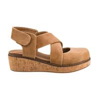 Corkys Footwear Women's Bring It In Wedge - 2 Inch Heel with 0.75 Inch Platform - Closed Round Toe - Criss Cross Upper - Hook and Loop Closure - Cushioned Footbed, Caramel, 4.5 UK