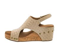 Corkys Footwear Womens Carley Wedges, Featuring Corkys EVA Foam Cushioned Insoles, A 2.5 Inch Heel, Lightweight For All Day Wear, And Hook And Loop Closure, Gold Woven, 9 UK