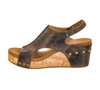 Corkys Footwear Womens Carley Wedges, Featuring Corkys EVA Foam Cushioned Insoles, A 2.5 Inch Heel, Lightweight For All Day Wear, And Hook And Loop Closure, Espresso Crinkle, 9 UK