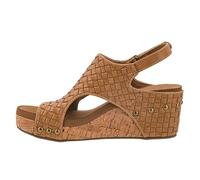 Corkys Footwear Womens Carley Wedges, Featuring Corkys EVA Foam Cushioned Insoles, A 2.5 Inch Heel, Lightweight For All Day Wear, And Hook And Loop Closure, Caramel Woven, 5.5 UK