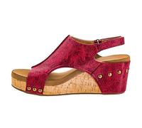 Corkys Footwear Womens Carley Wedges, Featuring Corkys EVA Foam Cushioned Insoles, A 2.5 Inch Heel, Lightweight For All Day Wear, And Hook And Loop Closure, Red Distressed, 5.5 UK