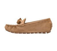 Corkys Footwear Women's Driving Miss Daisy Driving Loafer/Moccasin, A Classic Slip-On with Bow Knot, Cushioned Insole and Durable Rubber Outsole for All-Day Comfort, Camel Faux Suede, 8 UK