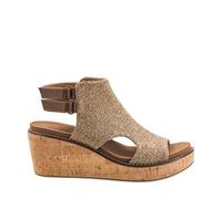 Corkys Footwear Womens Falling Hard Wedge - Peep Toe Platform Sandal - 2.5 Inch Heel - 0.75 Inch Platform - Dual Hook and Loop Adjustable Back Straps - EVA Cushioned Insole, Tan, 4.5 UK