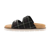 Corkys Footwear Womens Feelin Saucy Double Buckle Sandals - Featuring Two Straps With Adjustable Buckles, A Lug Sole, and Soft, Cushioned Insoles for All Day Wear, Black Plaid, 8 UK