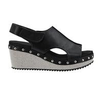 Corkys Footwear Womens For Keeps Wedges - Featuring EVA Foam Cushioned Insoles, A 2.5 Inch Heel, Lightweight For All Day Wear, Easy On And Off With The Hook And Loop Closure, Black Combo 2, 7 UK